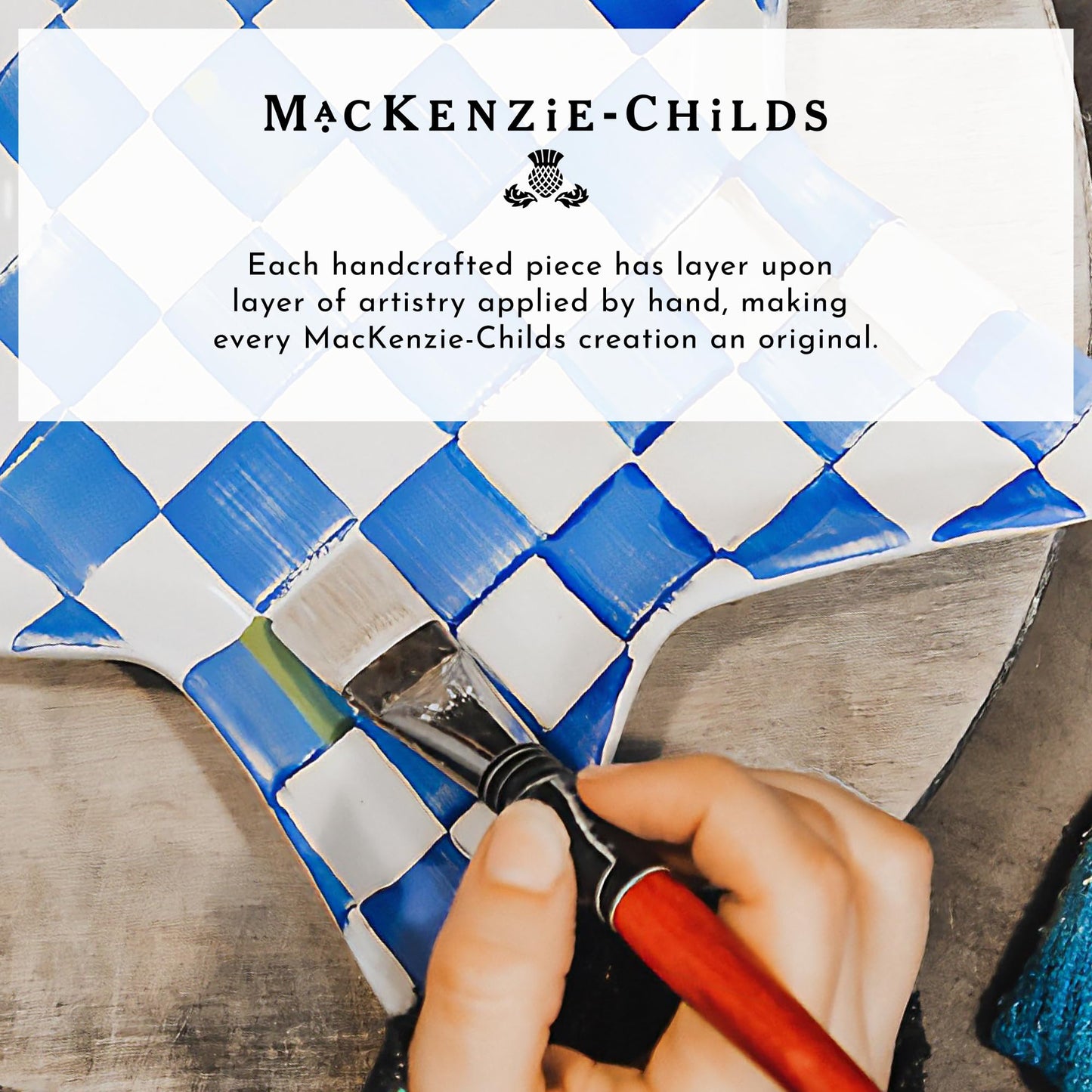 MACKENZIE-CHILDS Clock, Decorative Clock for Kitchen and Living Room, Royal Check Desk