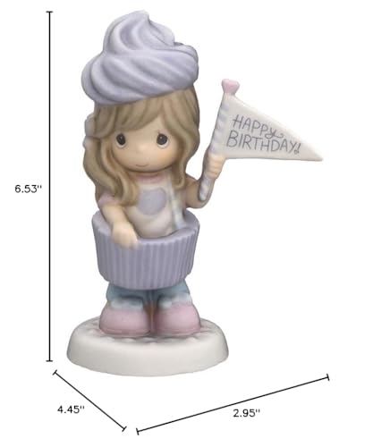 Precious Moments Happy Birthday Figurine | You’re The Icing On My Cupcake Blonde Bisque Porcelain Figurine | Little Girl in a Cupcake | Birthday Gift | Hand-Painted