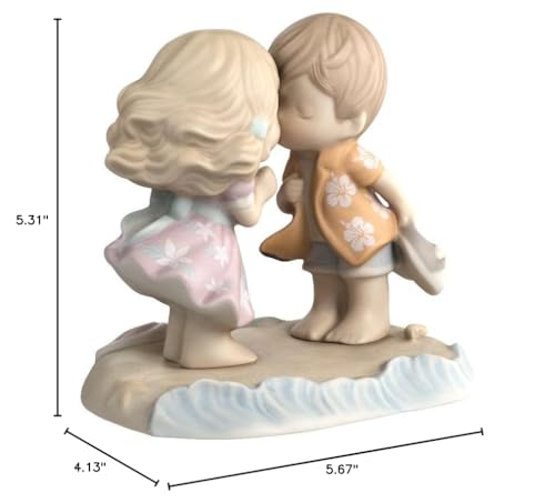 Precious Moments Couple on The Beach Figurine | Love is Deeper Than The Ocean Bisque Porcelain Figurine | Wedding Gift | Anniversary, Valentine's Day Gift | Hand-Painted