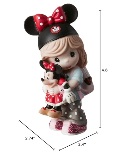 Precious Moments Minnie Mouse Fan Figurine | Disney Showcase Girl Minnie Mouse Fan | Little Girl Disney Fan | Disney Decor & Gifts | Hand-Painted