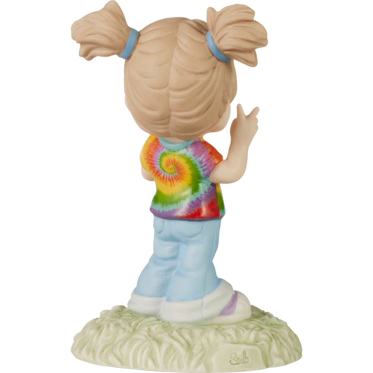 Precious Moments Hippie Girl Figurine | Peace and Love Bisque Porcelain Figurine | Fun, Groovy Girl with Peace Sign | Home Decor & Gifts | Hand-Painted