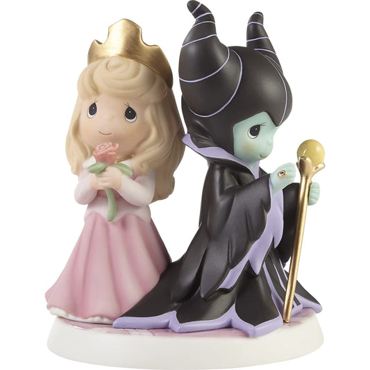 Precious Moments Disney Sleeping Beauty Figurine | May Kindness Abound Bisque Porcelain Figurine | Princess Aurora & Maleficent | Disney Decor