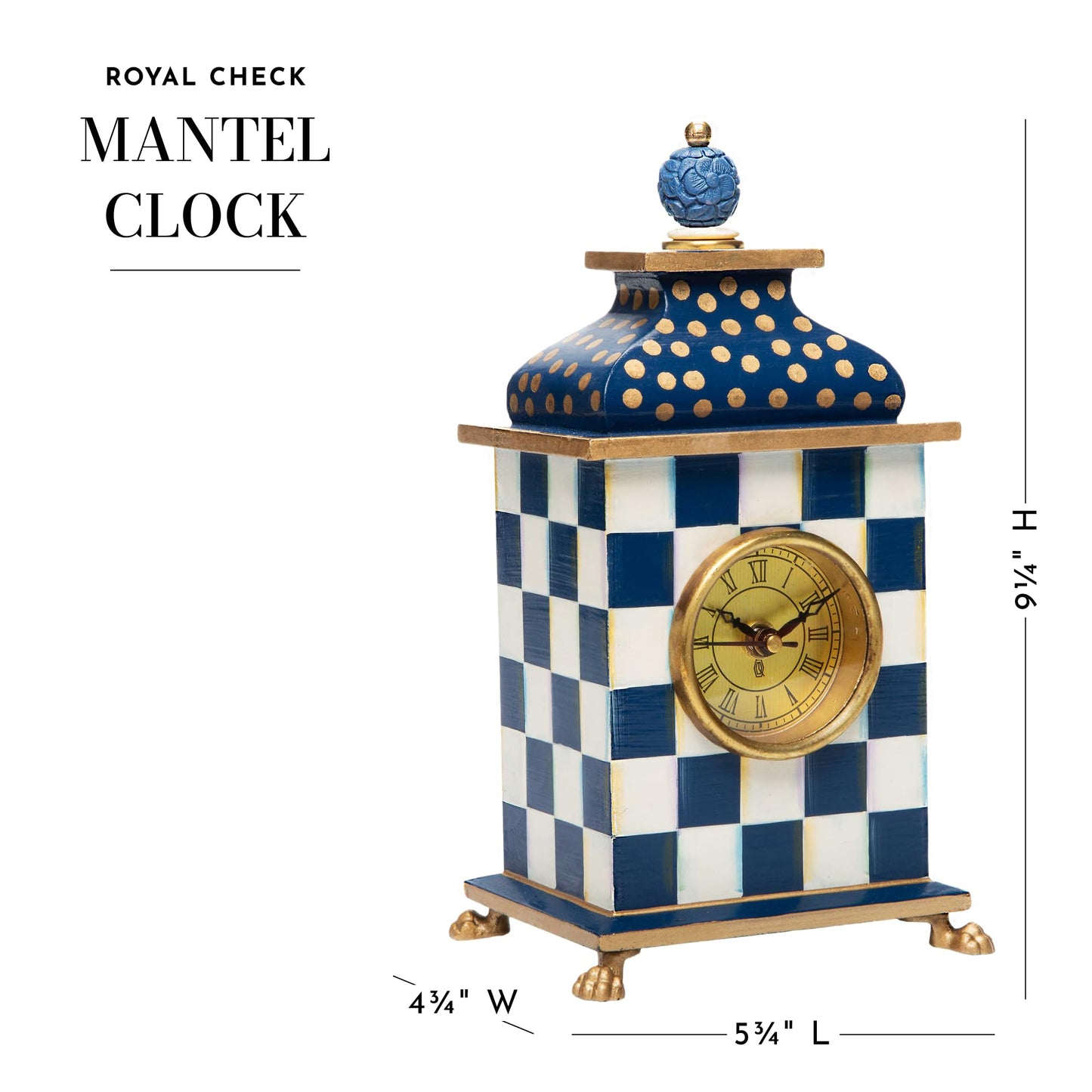 MACKENZIE-CHILDS Clock, Decorative Clock for Kitchen and Living Room, Royal Check Desk