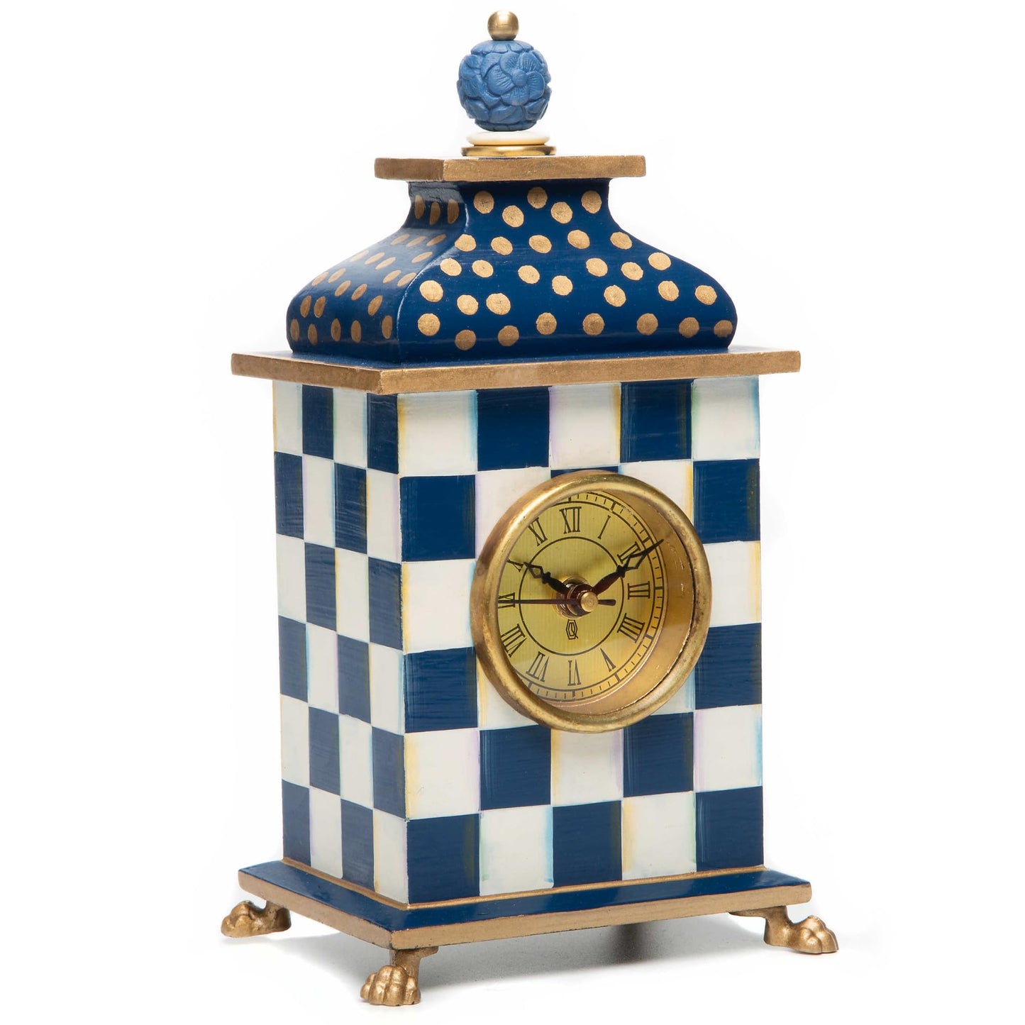 MACKENZIE-CHILDS Clock, Decorative Clock for Kitchen and Living Room, Royal Check Desk
