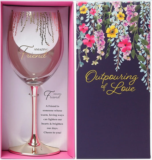 Crystal Wine Glass AMAZING FRIEND - Gift Boxed