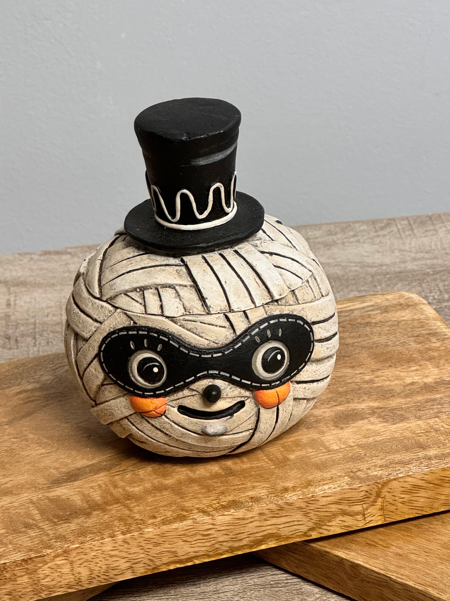 New Johanna Parker Pumpkin Mummy Moe Container 3.5" x 3.5" x 4.5"