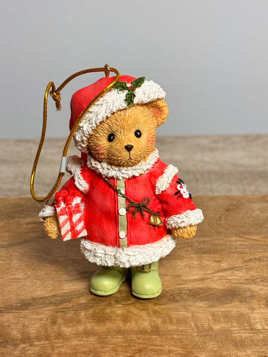 Cherished Teddies by Roman Santa Teddy with Present Ornament 132071