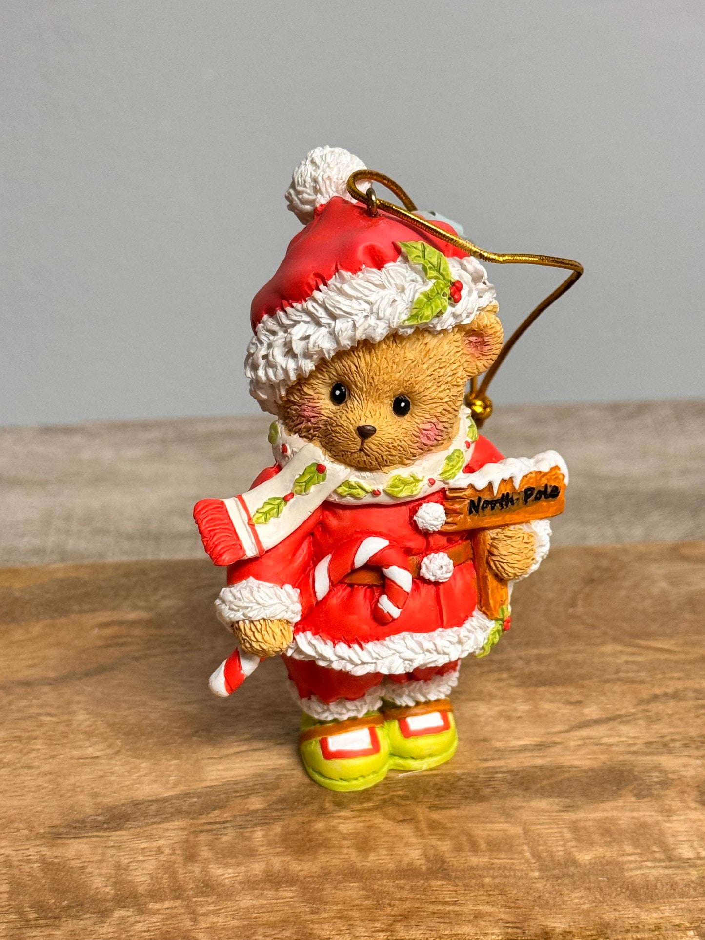 Cherished Teddies by Roman Santa Bears with Candy Cane Ornament 135573