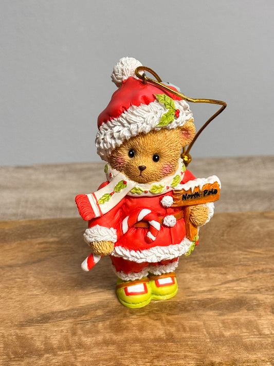 Cherished Teddies by Roman Santa Bears with Candy Cane Ornament 135573