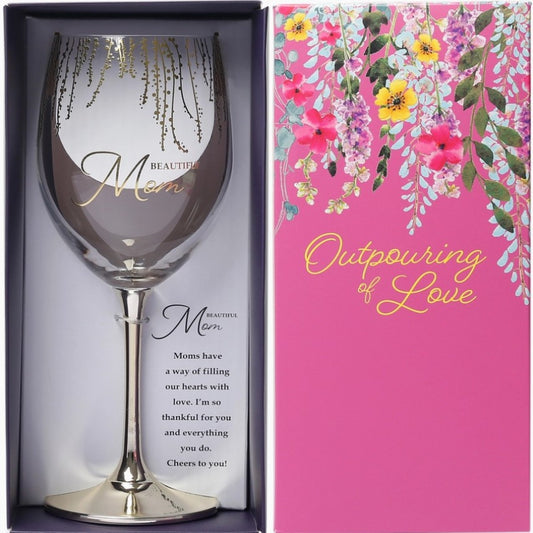 Crystal Wine Glass BEAUTIFUL MOM - Gift Boxed