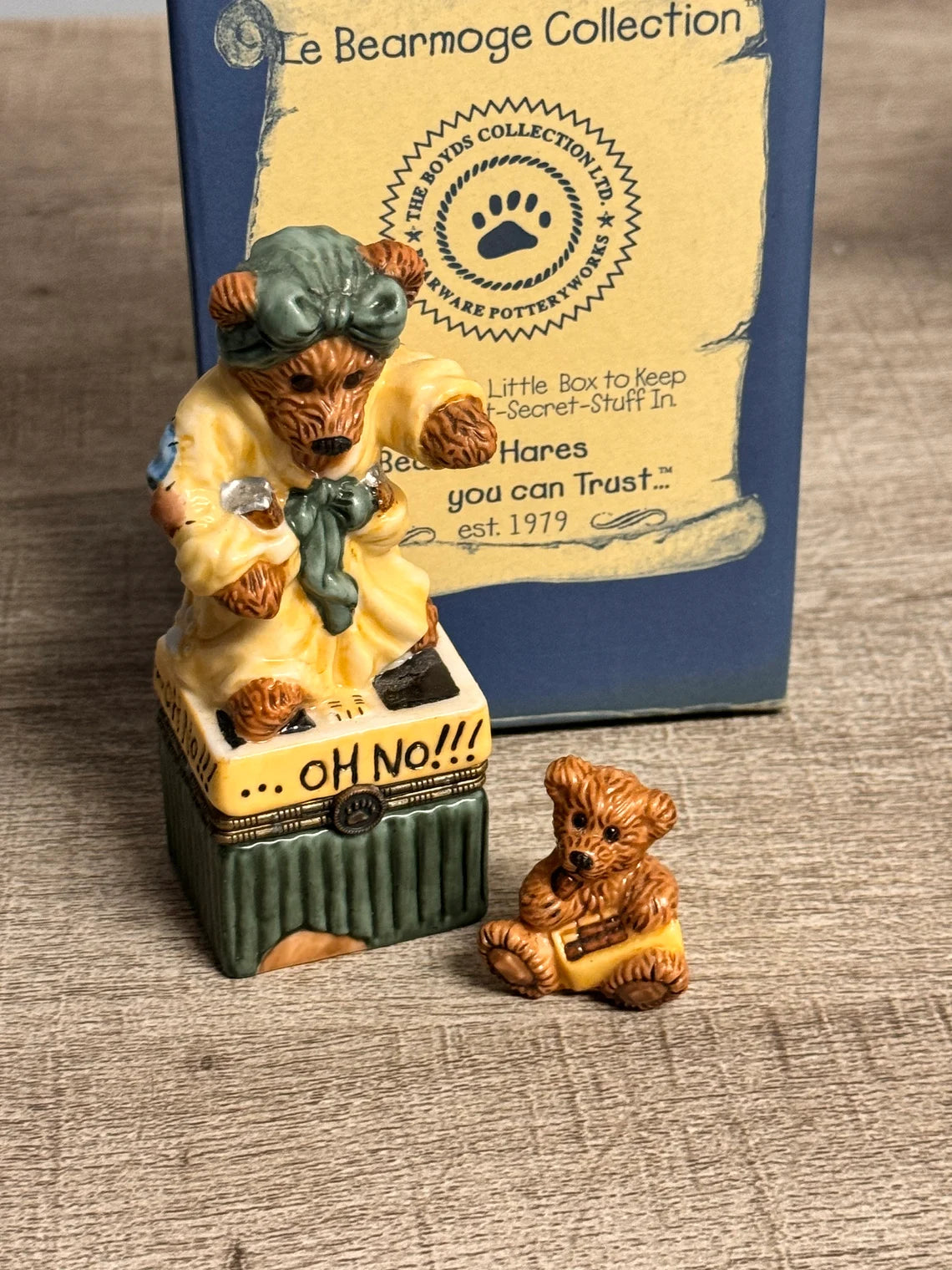 Boyds Bear 1999 Ms. Griz ... Saturday Night Trinket Box with Mini Figurine 392010