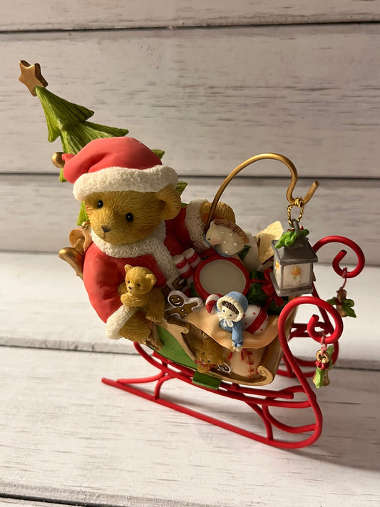 New Cherished Teddies Nate - Santa&#39;s Sleigh is on His Way 118390