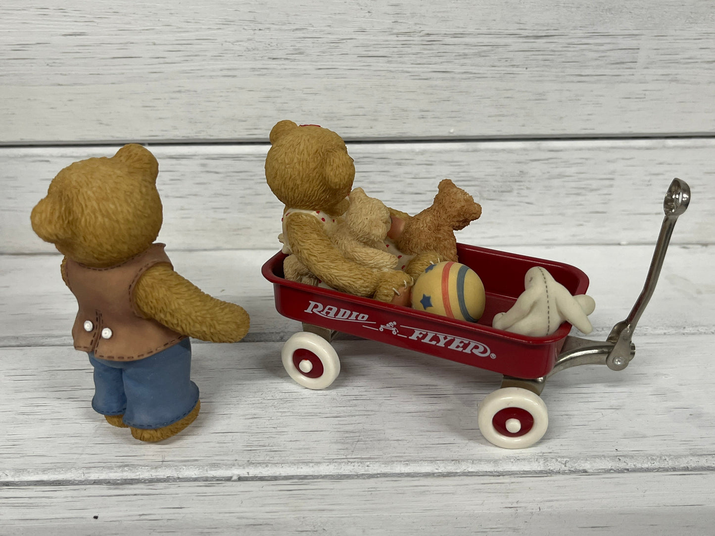 Cherished Teddies 2000 Vernon And Eva With Radio Flyer Wagon