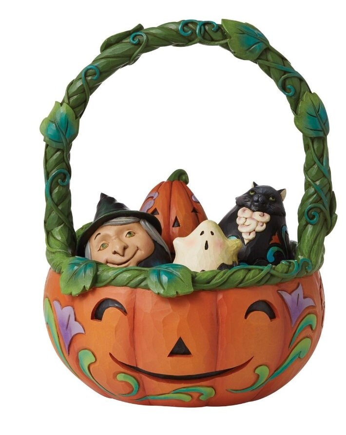 New in box jim shore halloween basket with 4 mini eggs