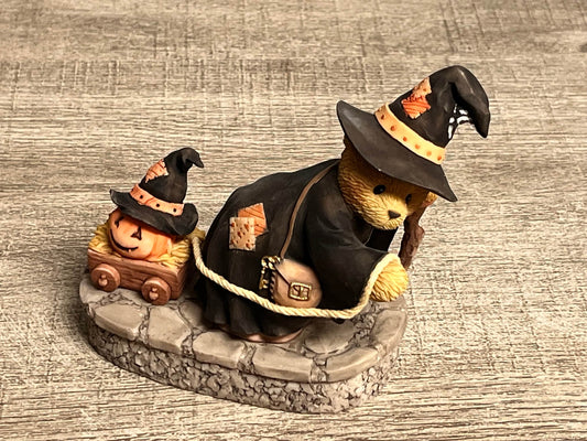 Cherished Teddies by Enesco 2002 Halloween Griselda Witch Pulling Cart 848549