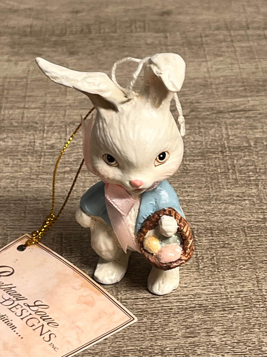 New Bethany Lowe Designs Inc. Easter Bunny with Egg Basket Ornament