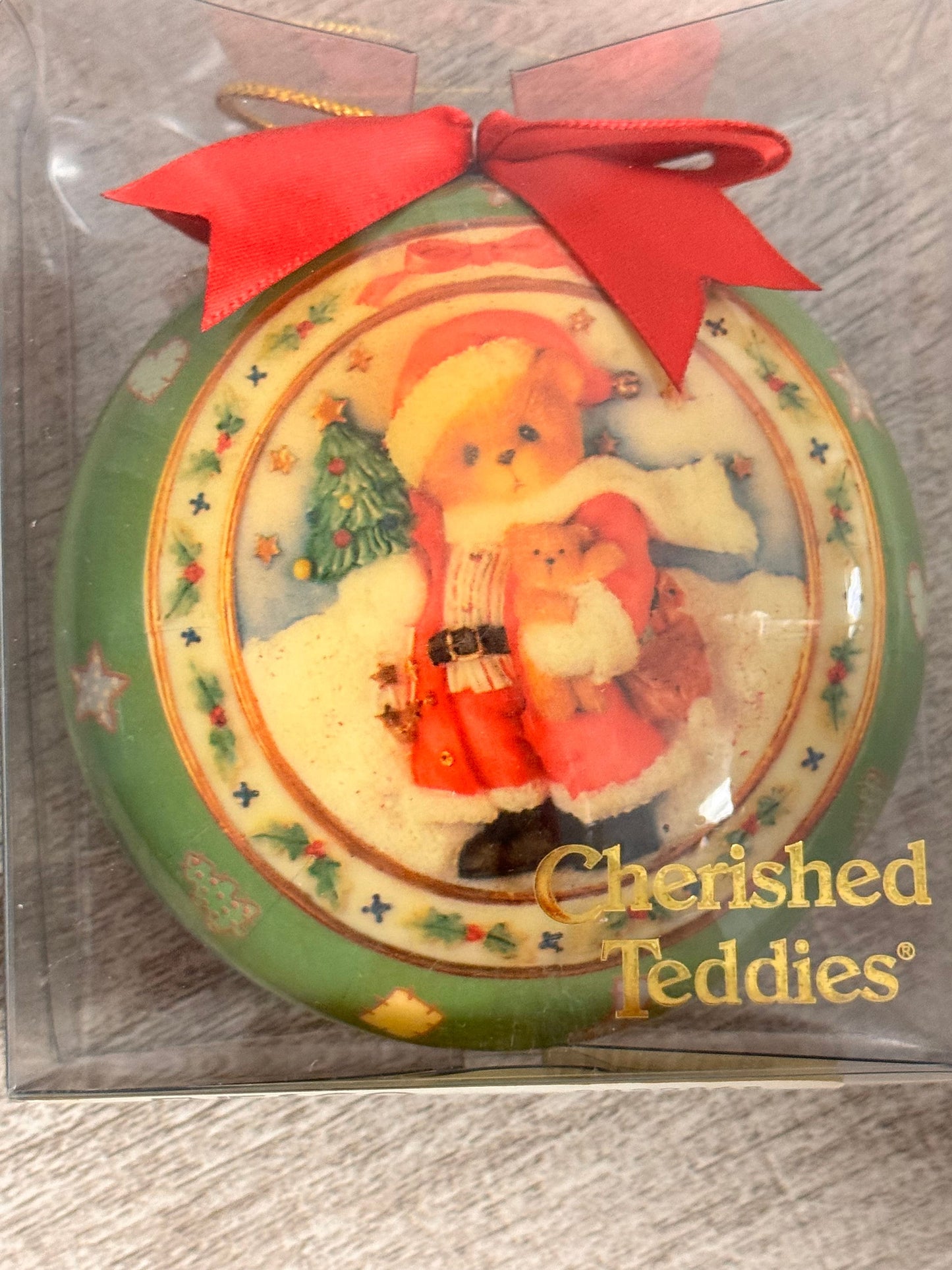 New Cherished Teddies by Enesco 1996 3" Klause Santa Holding Tree Orn 282286