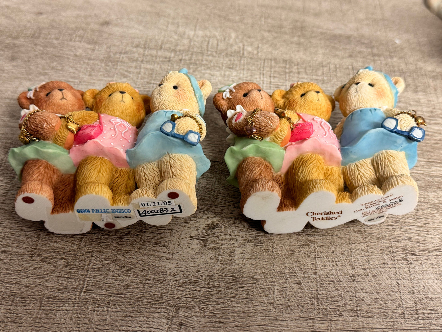 Cherished Teddies by Enesco 2005 RARE Prototype Liza, Barbie, & Ashlyn Friends Are Forever In Your Heart 4002832