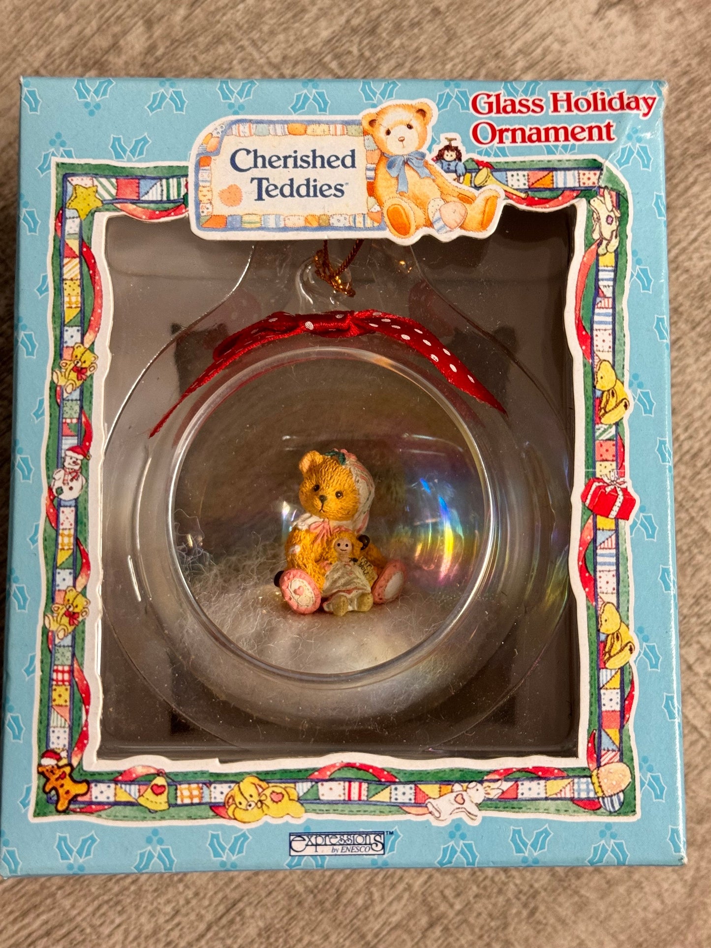 New Cherished Teddies by Enesco 1996 Elf Bear with Doll Ornament 282340