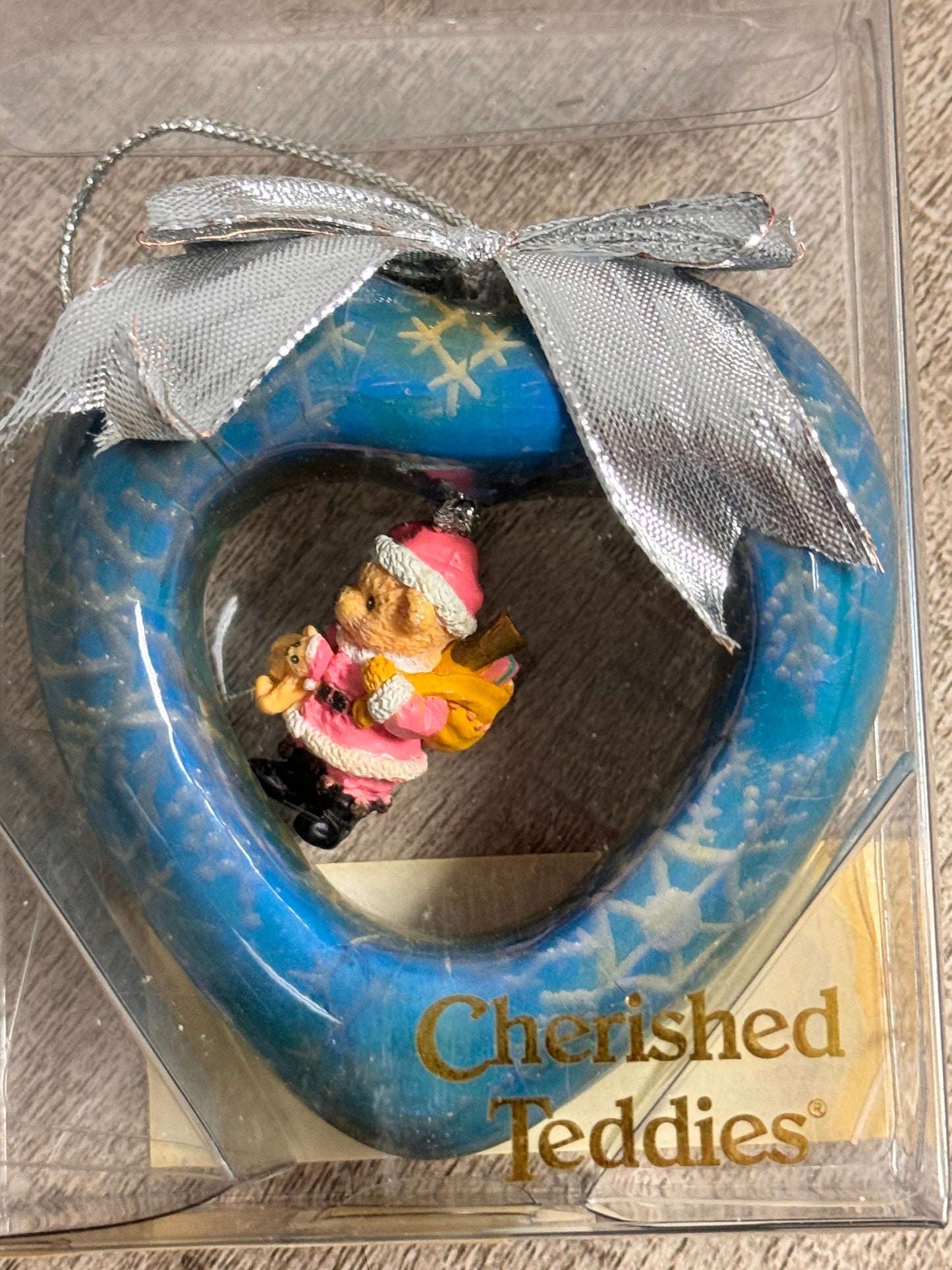 New Cherished Teddies by Enesco 1996 3" Santa Bear Heart Shape Ornament 282324