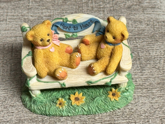 Cherished Teddies by Enesco 1996 Two Bears on Bench Event Figurine CRT240