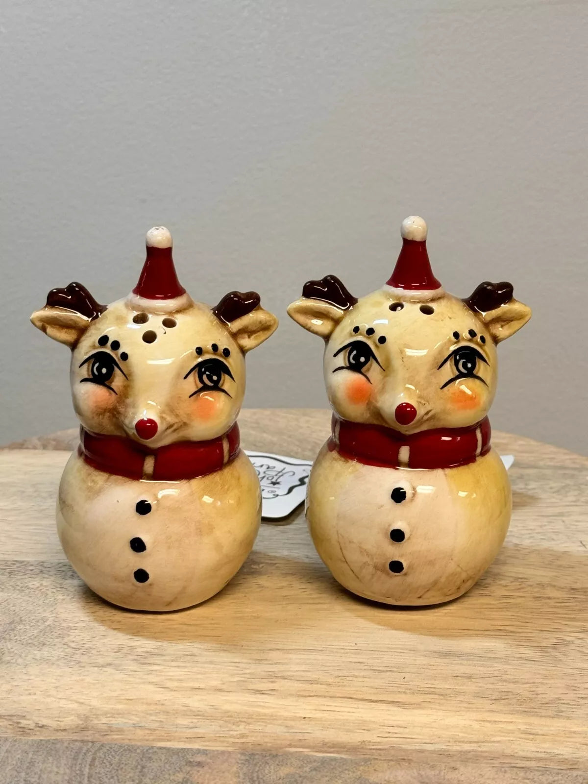 New Johanna Parker Christmas Reindeer Salt and Pepper Shaker