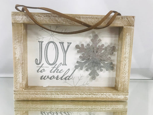 New Natural Wooded Frame Ornament - Joy To The World