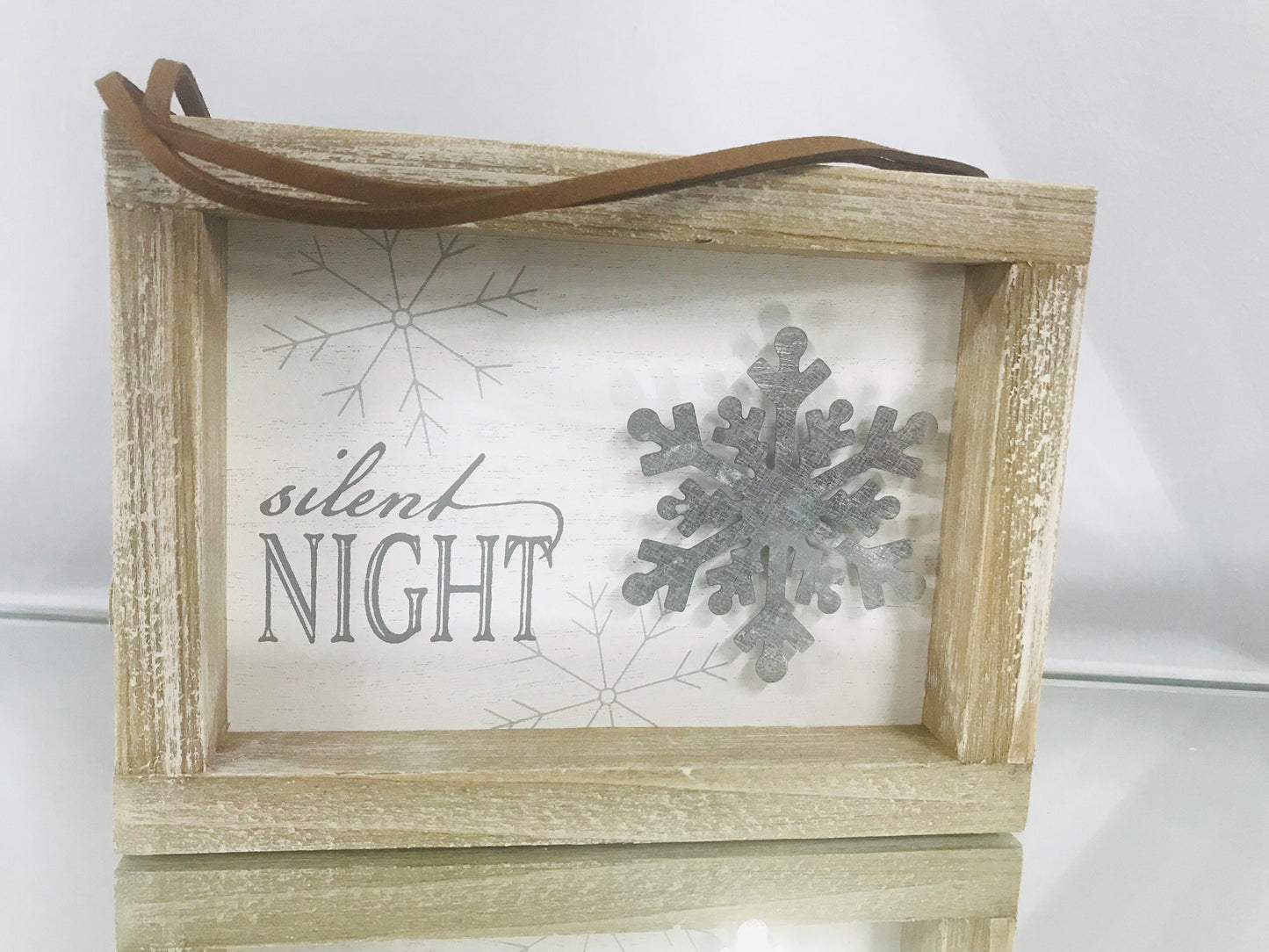 New Natural Wooded Frame Ornament - Silent Night