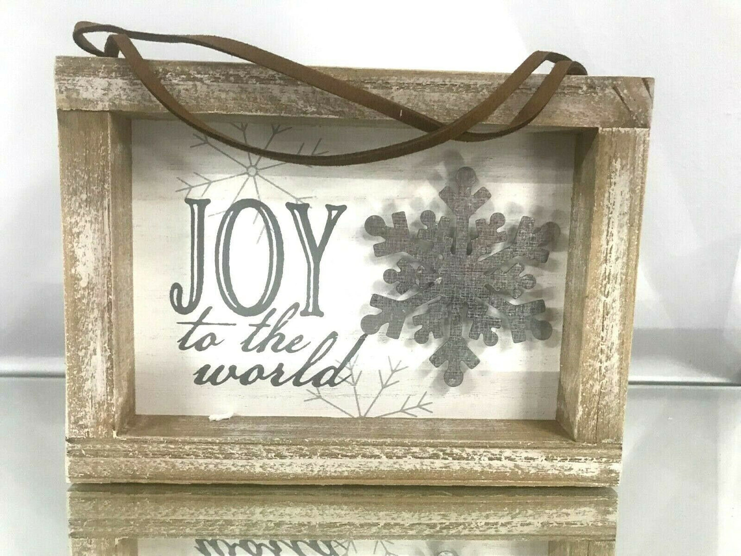 New Natural Wooded Frame - Joy To The World Ornament