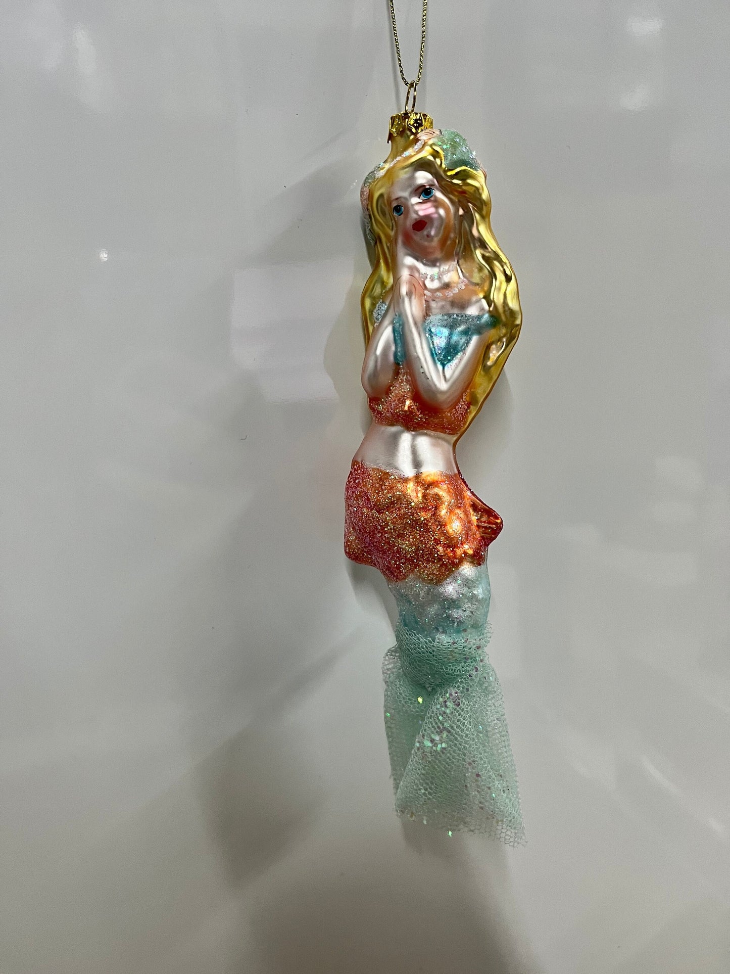 New Glass Coastal Ornament 7" Mermaid