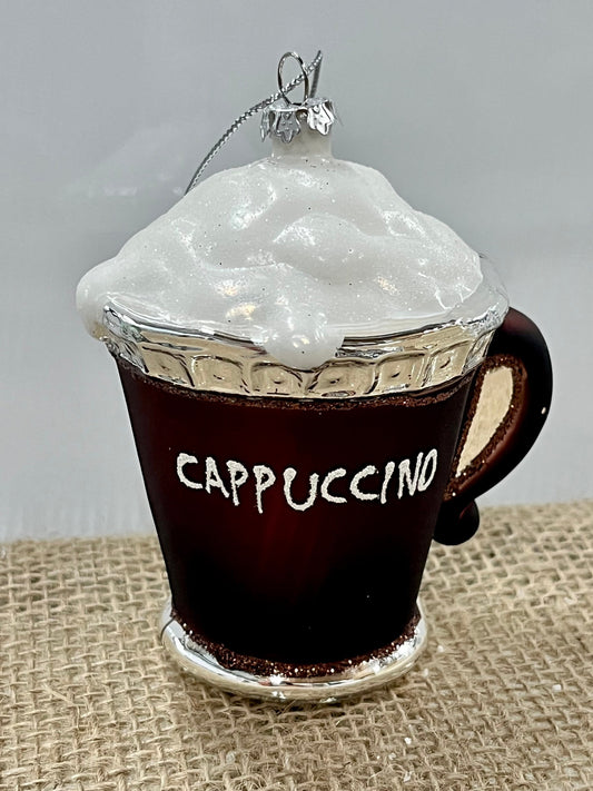 New 4" Glass Cappuccino Ornament