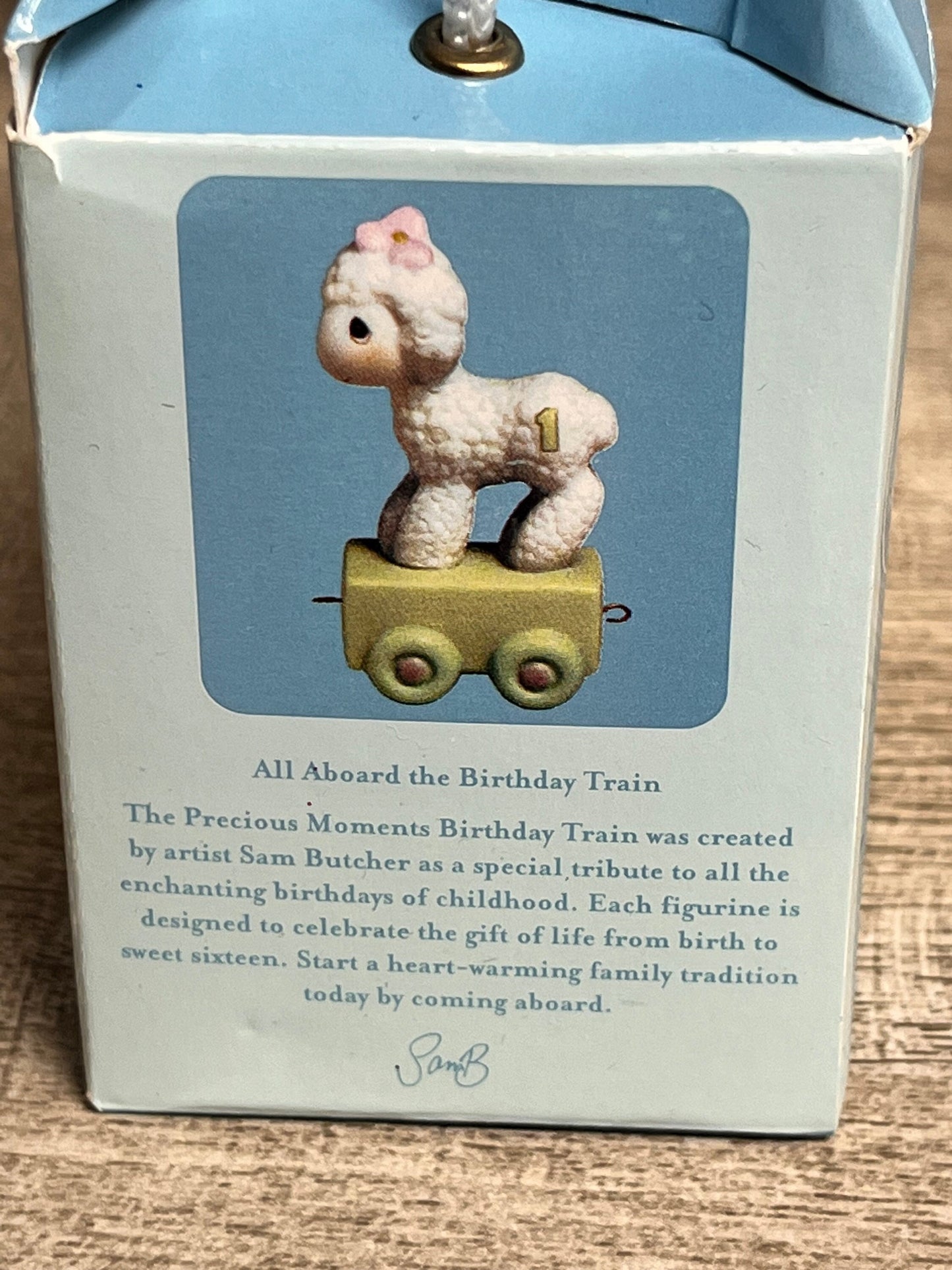 New in box precious moments birthday train - happy birthday little lamb - one year old 15946