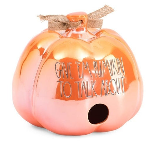 New rae dunn fall pumpkin birdhouse 9" give 'em pumpkin to talk about