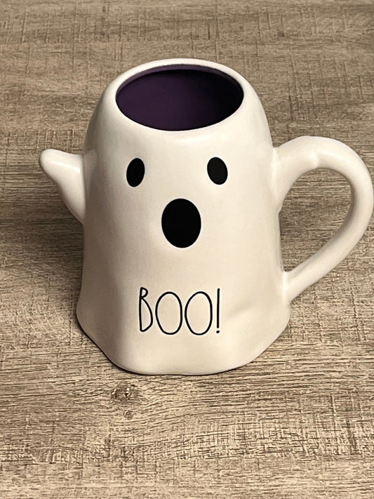 New Rae Dunn Purple / White Ghost Boo! Mug