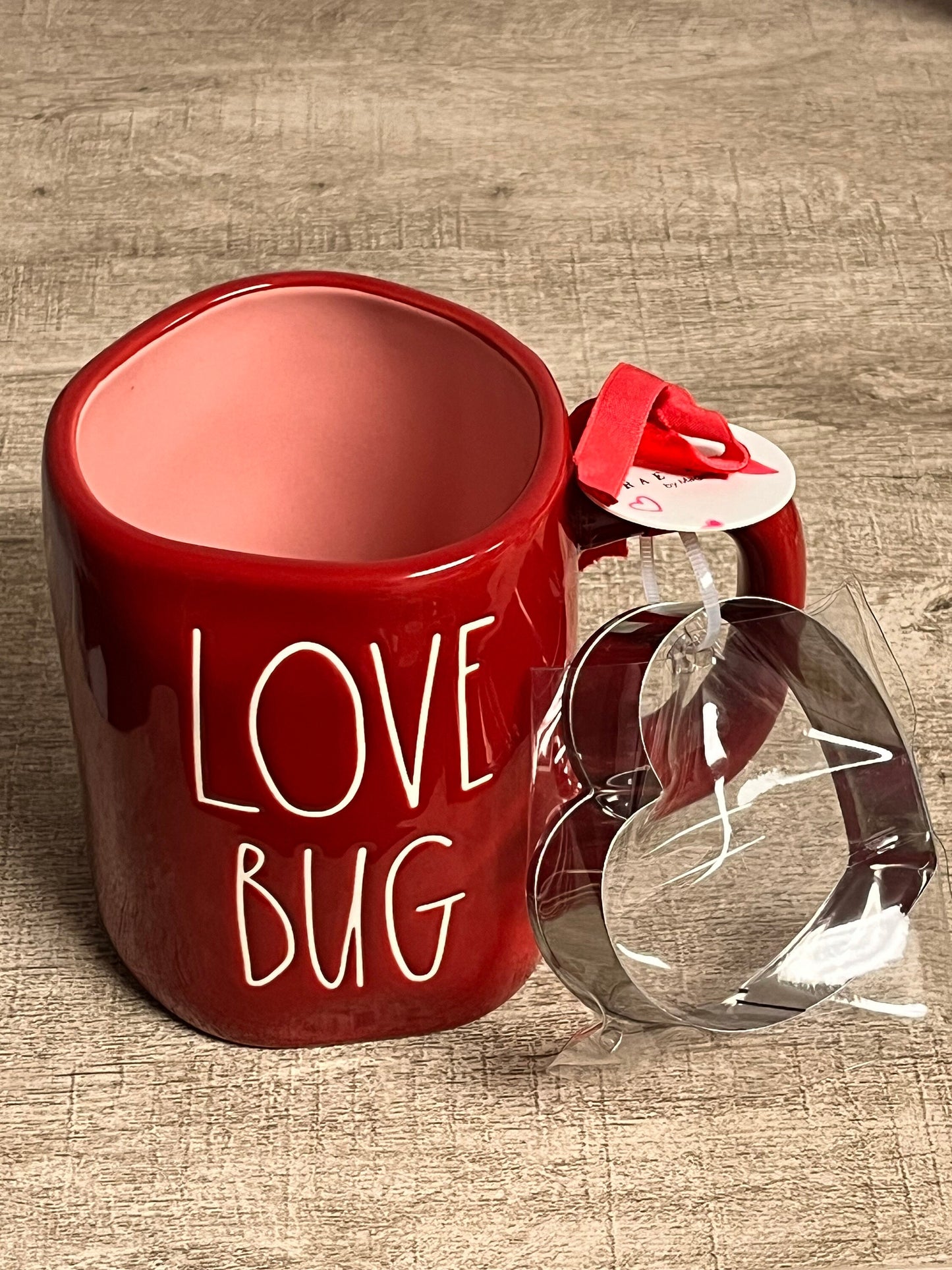 New Rae Dunn Valentine's Day Love Bug Mug with Heart Shape Cookie Cutter